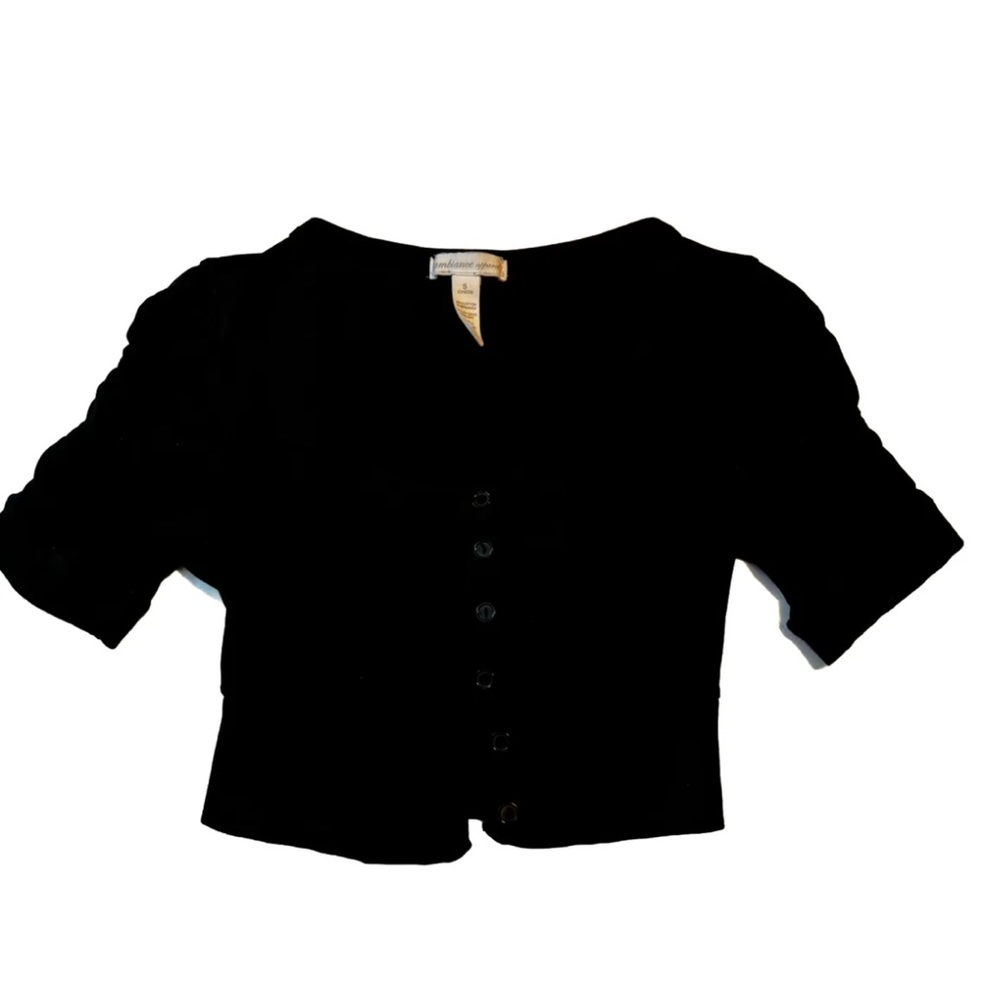 Ambiance Apparel Womens Black Crop Top Cover Up